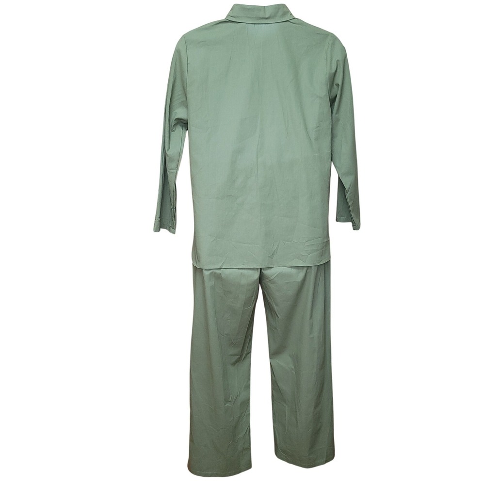 Chic 100% Cotton 2Pc Button-Up Shirt‎ Elastic Waist Pants Sage Boho Resort 2XL - Picture 4 of 10